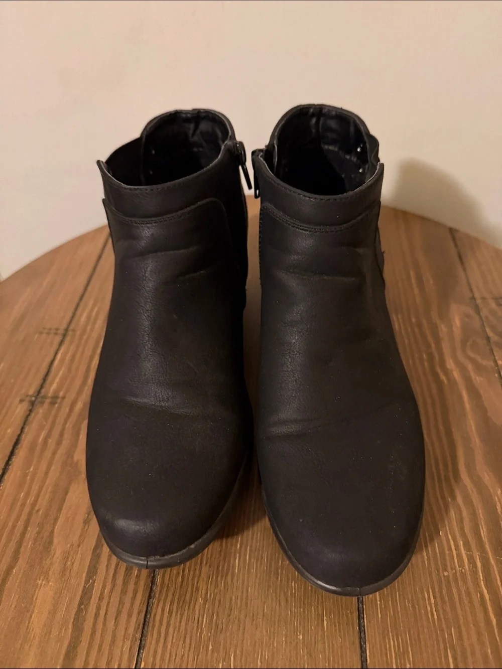 easy street Black Ankle Booties with Side Zip Detail